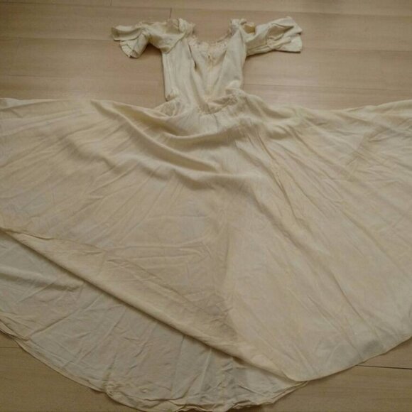 Vintage Wedding Dress Bridal Gown Faille Full Skirt Cream 34"B 27"W - Picture 5 of 11